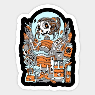 Cute Skeleton Travel Happy Thoughts Sticker